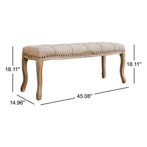 Beige OEM Linen Living Room Furniture Home Stool and Ottoman Classic Linen Solid Wood Foam <b>BENCH</b> MD07 - Product Image 4