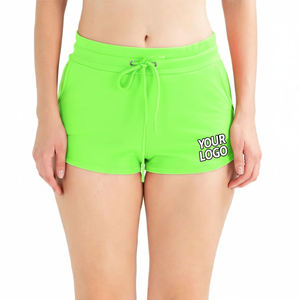 Women's Peach Knitted Shorts Mid Rise Drawstring <b>Elastic</b> <b>Waist</b> Breathable Regular Fit Solid Color Casual Short <b>Skirts</b> - Product Image 2