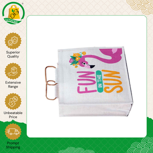 Bolsa de Compras de Yute Ecológica de Primera Calidad, Bolsa de Playa con Asa Ovalada de Mimbre, Impresa con Proceso de Serigrafía - Product Image 2