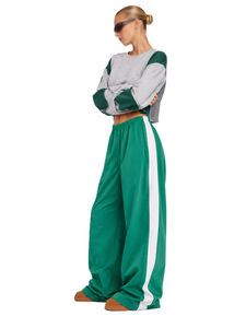 Custom Widebreaker Color <b>Block</b> Blank Track Pant Low MOQ Women Retro Cropped With Side Stripe Joggers Set Private Label Supplier - Product Image 2