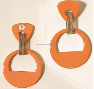 Venta caliente estilo bohemio joyería madera resina combinación pendientes mujer moda pendientes tendencia - Product Image 3