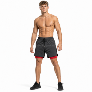 Custom Woven Label Two <b>Layer</b> Performance Shorts Lightweight Polyester Spandex Inner Liner Dual Side Pockets Private Sports - Product Image 1