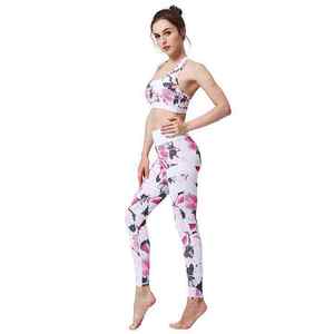 High Waist Plus Size Asymmetric Leggings and Bra Two Piece Yoga Set Women's Workout <b>Padded</b> Stretchy Matching Solid Color - Product Image 5