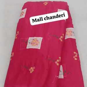 Tela de bordado de algodón puro de primera calidad con intrincado trabajo floral hecho a mano y delicado diseño inspirado en Chikankari. - Product Image 1