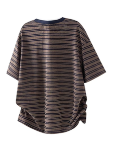 New Arrival High Quality 100% Cotton Jersey Knitted Eco-Friendly Breathable Anti-UV Quick Dry Striped O-Neck Men's T-Shirt - Product Image 3