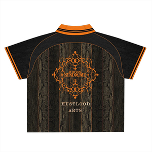 Artificial Syndrome Men's Black <b>Orange</b> Short Sleeve <b>Polo</b> Shirt With Print Design Casual Wear - Product Image 3