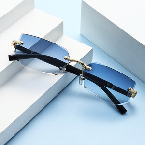 Lunettes de soleil rectangulaires sans monture Lmamba 1583 Classic Brand, métalliques, pour femmes et hommes, lunettes de soleil de créateur. - Product Image 3