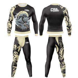 Ropa Deportiva MMA en Oferta, Rush Guard y Pantalones Cortos de BJJ, Tela Spandex Personalizada con Sublimación, Ropa de Compresión para Hombre - Product Image 1