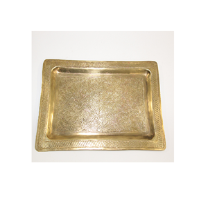 Magnifique plateau en laiton martelé avec poignée, plateau de rangement en laiton, plateau de présentation de vaisselle pour la cuisine - Product Image 2