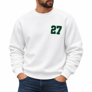Sudadera Unisex de Cuello Redondo Color Borgoña, 100% Algodón Ecológico, Número 27 Blanco, Estilo Casual Urbano, Personalizable - Product Image 3