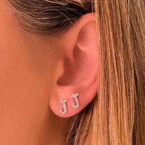 14k Solid Gold Initial Diamond <b>Stud</b> <b>Earring</b> Factory Direct Personalized Alphabet A-Z Letter Jewelry Custom Name <b>Stud</b> Wholesale - Product Image 4