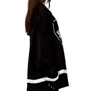 Camiseta Deportiva Oversize de Fútbol Americano con Malla, Diseño Gráfico de Hojas, Manga Larga, Transpirable, de Poliéster, Unisex, Estilo Urbano, Color Negro - Product Image 4