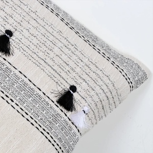 Hand <b>Tufted</b> Texture Boho Black and White Stripe Fringe <b>Cushion</b> <b>Cover</b> Soft Home Decor Wholesale Price - Product Image 4
