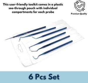 Professional 6 Pcs Titanium Coated Dental Tartar <b>Scraper</b> Tool Kit | Single Ended Stainless Steel Plaque Remover & <b>Tooth</b> Cleaning - Product Image 2