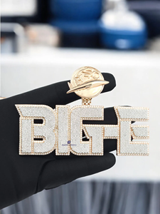 BIG ATE Pendentif Lettre Personnalisé Moissanite Sertie de Pierres Finition Or Bijoux Hip Hop de Luxe Prêt à Porter avec Chaîne - Product Image 3