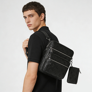 Custom Fashionable High Quality Men's Crossbody Bag Comes With a <b>Small</b> <b>Wallet</b> Adjustable Shoulder Strap Leather Chest Bag - Product Image 1
