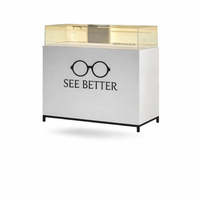 Mostrador de Exhibición Óptica Moderno con Tapa de Vidrio, Vitrina para Gafas, Mesa de Exhibición para Minoristas, Gabinete de Almacenamiento, Iluminación LED, Diseño Personalizado