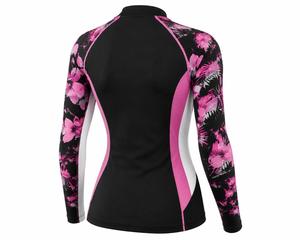 <b>Women's</b> Full Sleeve Rash Guard <b>Swim</b> Top Black Pink Floral Print Anti-UV Spandex Polyester Breathable Eco-Friendly Quick Dry - Product Image 5