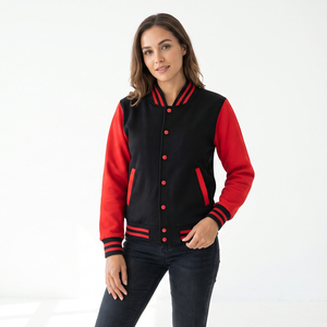 <b>Women</b> <b>Jackets</b> <b>Winter</b> Wear Customized High Quality <b>Warm</b> Fleece Fabric V Neck Collar Streetwear Fashion Varsity <b>Jacket</b> - Product Image 2