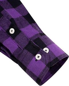 Nouvelle Arrivée Chemise en Flanelle Personnalisée Couleur Violette Motif à Carreaux Imprimé Boutons Double Poches Col Montant Respirante Écologique - Product Image 2