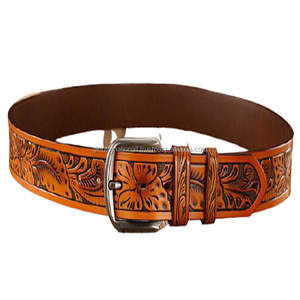 Cinturones de Cuero Genuino 100% Estilo Occidental, Cinturón Vaquero de Cuero Florado Repujado al por Mayor, de Cuero Vacuno de Grano Completo para Unisex, Tallas Personalizadas - Product Image 2