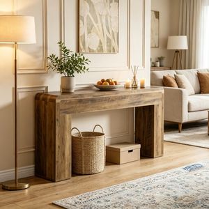 Consolle Lunga Stile Rustico 180 cm x 30 cm x 85 cm con Superficie Impermeabile per Ingresso Casa o Hotel - Product Image 6