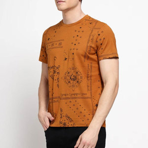 เสื้อยืดคอกลมแขนสั้นสีส้มสำหรับผู้ชายลายการ์ตูนทรงปกติสไตล์ลำลองผ้าเจอร์ซีย์ผ้าฝ้ายระบายอากาศได้ดี - Product Image 5