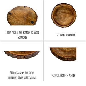 Juego de 2 Salvamanteles Redondos Rústicos de Madera Hechos a Mano de 8 Pulgadas para Ollas Calientes, Platos, Teteras y Sartenes para Mesa de Cocina - Product Image 2
