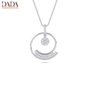 Round Circle Diamond Pendant Necklace <b>Yellow</b> Gold Floral Cluster Drop Pendant Jewelry for Women Fine Fashion Jewelry Gift - Product Image 4