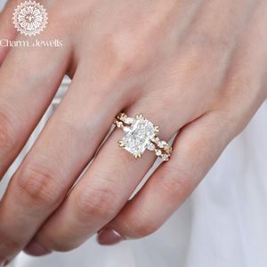 Anillo de Compromiso de Moissanita con Corte Cojín para Mujer Charm Jewels, Engaste de Plata con Puntas, Estilo Clásico, Certificado IGI, 3 GM - Product Image 2