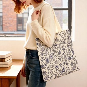 Custom <b>Print</b> Logo <b>Extra</b> <b>Large</b> Casual Cotton Canvas Reusable Handled Tote Bag Shoulder Closure for Supermarket Shops Beach Use - Product Image 5