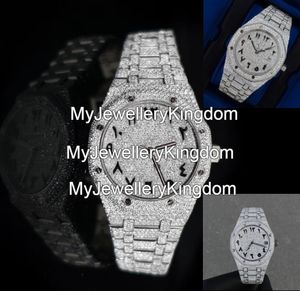 Reloj de Lujo con Movimiento Automático, Hecho a Mano, con Diamantes Moissanite VVS, Totalmente Cubierto de Piedras, en Acero Inoxidable - Product Image 3