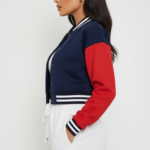 Veste de style hip-hop pour femmes de haute qualité, respirante, légère, en peau de mouton et coton, avec broderie de logo personnalisée - Product Image 2