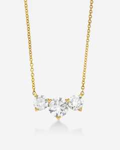 สร้อยคอจี้เพชรสามเม็ด 2 กะรัต ทองคำแท้ 14K 18K ประดับเพชรทรงกลมเพาะเลี้ยงในห้องปฏิบัติการ ดีไซน์เรียงเป็นกลุ่มสามเม็ด ความยาว 18 นิ้ว เหมาะสำหรับใส่ทุกวัน - Product Image 1