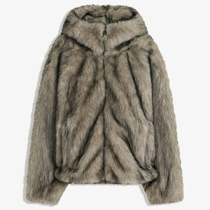Parka con Capucha de Piel Sintética de Visón para Hombre, Cierre de Cremallera, Manga Regular, Color Sólido, Chaqueta Gruesa - Product Image 1