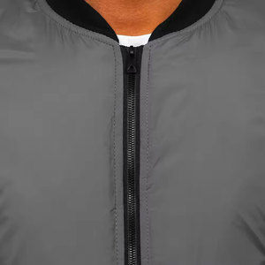 Blouson Bomber Gris pour Hommes Perfectionists, Fermeture Éclair, Couleur Unie, Décontracté, Coupe-Vent, Polaire, Polyester/Coton, Séchage Rapide, Vêtement d'Extérieur - Product Image 5