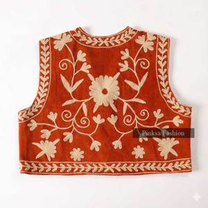 Chaleco de Terciopelo Estilo Boho Vintage para Mujer, Resistente al Viento, Transpirable, Ecológico, de Algodón, con Bordado Floral, Sin Mangas, Abierto por Delante, Formal - Product Image 3