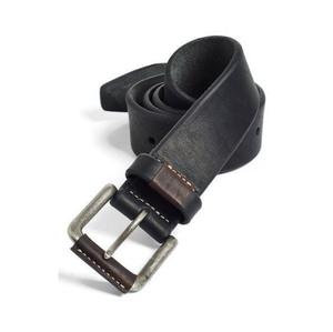 Ceinture en cuir véritable pour homme, en cuir de vachette, couleur unie, boucle ardillon rectangulaire argentée, décontractée et durable - Product Image 1