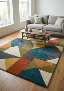 Luxury Hand Tufted Non-Slip Medium Pile Geometric Area Rug Modern Abstract Wool Carpet for Living Room Bedroom Office Hotel Home - Product Image 5