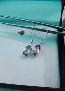 Pendientes de tuerca alargados de alejandrita natural, plata de ley 925 chapada en oro, corte ovalado, cambio de color, regalo para mujer, fiesta - Product Image 2