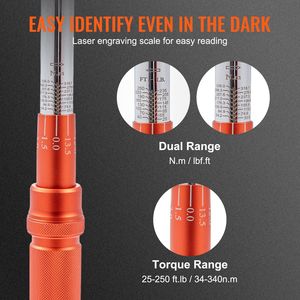 ชุดประแจวัดแรงบิดปรับทิศทางได้, 1/2นิ้วตัวขับสองทิศทางประแจอัลช่วง20-250ft.lb/34-340n.m - Product Image 4