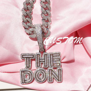 Custom <b>Name</b> Pendant " The Don " Necklace Moissanite Diamond Cuban <b>Chain</b> Hip Hop Jewelry For Men Women - Product Image 2