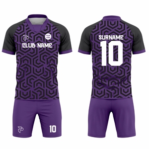Men's Purple Geometric Soccer Jersey Short Sleeve Sublimated Print Quick Dry Football Uniform Adult Regular Fit By Prime <b>Power</b> - Product Image 6