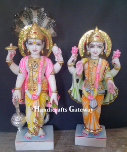 Nouveau marbre pur indien fait à la main seigneur Vishnu Ji et déesse Laxmi Ji Makrana Sculpture en marbre poli - Product Image 5