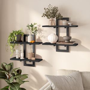 Set di Mensole Galleggianti a 2 Livelli da 15 Pollici per Bagno e Soggiorno, Montaggio a Parete - Product Image 3