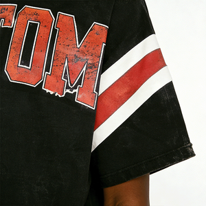 Wholesale Shirt Drop Shoulder Ribbed Crew Neck Custom <b>Tshirt</b> Acid Wash Cotton T-Shirt - Product Image 5