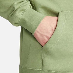 Sweat à capuche zippé vert uni en coton pour homme avec poches latérales, coupe classique, idéal pour l'automne - Product Image 6
