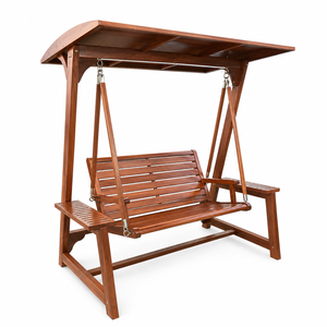 Modern Solid Teak Wood Outdoor <b>Swing</b> Chair With Canopy Patio Garden Porch Hanging <b>Bench</b> Furniture - Product Image 5
