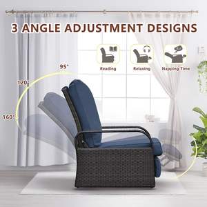 Poltrona reclinabile in vimini da esterno regolabile automatica con cuscino addensato da 5.12 "per tempo libero e relax - Product Image 4