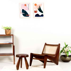 Taburete de madera maciza de estilo Charlotte Perriand, moderno de mediados de siglo, con tres patas, redondo, para ordeñar o como mesa auxiliar, al por mayor - Product Image 6